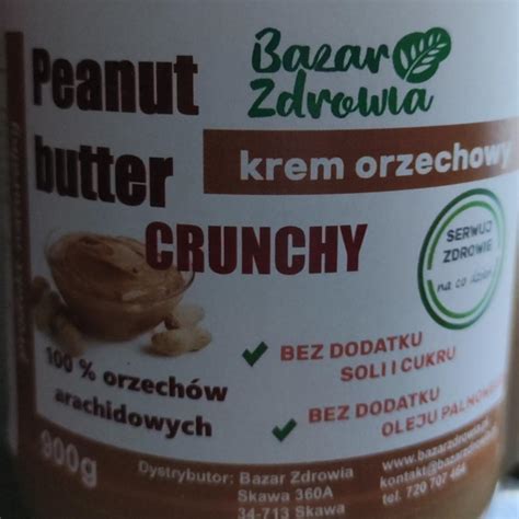 Masło orzechowe Crunchy Bazar Zdrowia kalorie kJ i wartości odżywcze