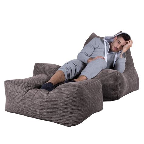 Lounge Pug Charcoal Gray Mega Lounger Giant Bean Bag Chair Beanbag Pom Pom The Lounge Pug