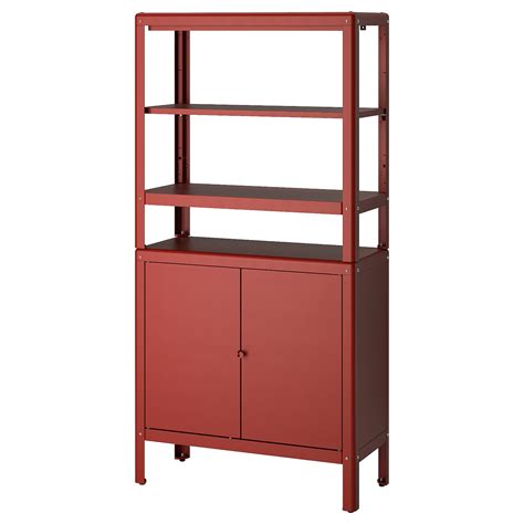 KOLBJÖRN shelving unit with cabinet, brown-red, 311/2x145/8x633/8" - IKEA