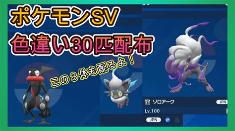 【ポケモンsv】色違い30体配布 色ヒスイゾロア、ヒスイゾロアーク、色ゲッコウガも最後に！ Youtube