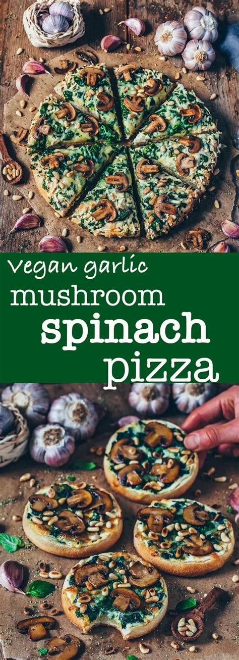 Vegan Garlic Mushroom And Spinach Pizza Easy Tasty Delicious Simple