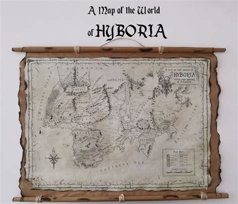 The Map of the World of Hyboria, Conan the Barbarian, Handmade Scrolls ...