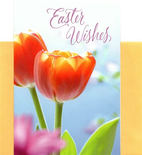 Happy Easter Wishes Colorful Tulips And Fellowship Greeting Card Set Of