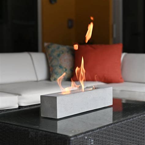 Colsen Rectangular Concrete Bio Ethanol Tabletop Fireplace Indoor And