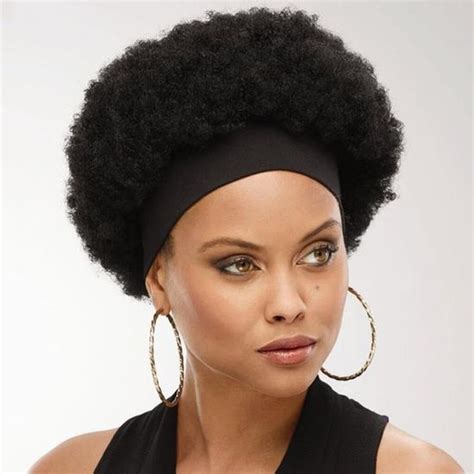 Afro Kinky Curly Bandeau Perruque Noir Crépus Bouclés Demi Perruques