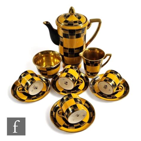 Crown Devon Fieldings A S Art Deco Part Coffee Service