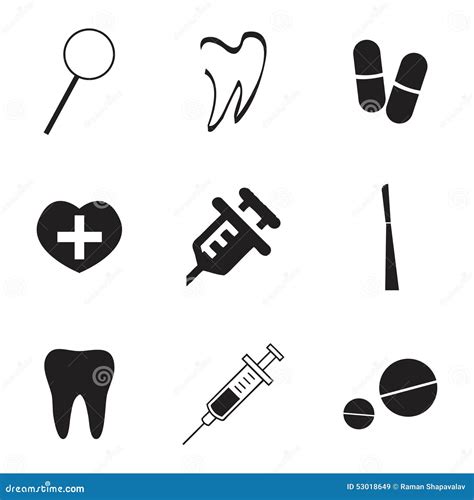 Vector Dental Icons Set Stock Vector Illustration Of Graphic 53018649