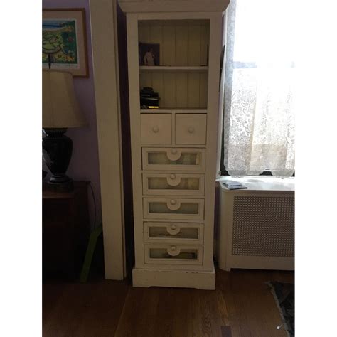 Tall White Cabinet W Multiple Drawers Aptdeco