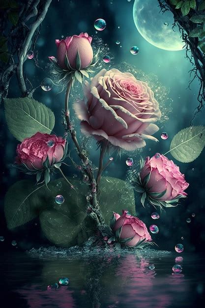 Premium Ai Image Bunch Of Pink Roses Sitting On Top Of A Body Of