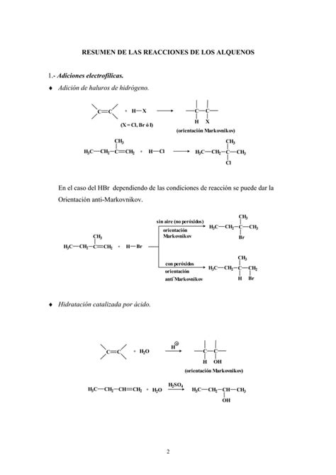 Reacciones De Alquenos Pdf