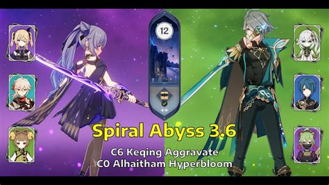 C6 Keqing Aggravate And C0 Alhaitham Hyperbloom Sprial Abyss Floor 12