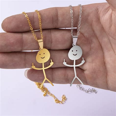 Funny Doodle Necklace Personalized Finger Statement Best Friend Pendant