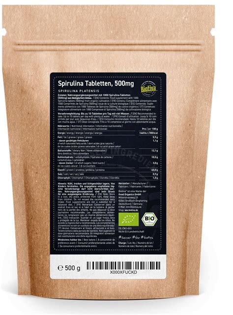 Biotiva Spirulina Bio Tabletten 500g Ab 17 99 Preisvergleich Bei