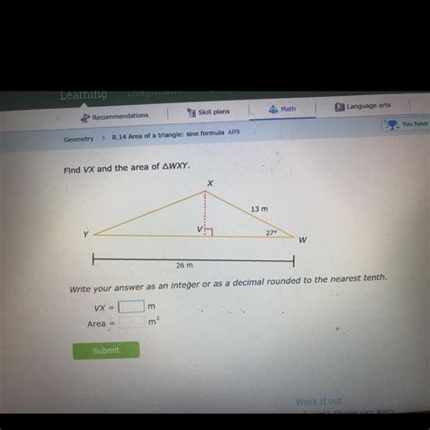 Area Of A Triangle Sine Formula Please Round To The Nearest Tenth