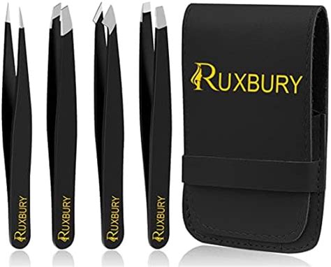 Ruxbury Pinzette 4er Set Rostfreier Stahl Pinzette Augenbrauen Zupfen