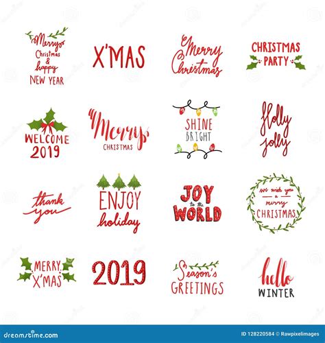 Collection Of Holiday Typography Vectors Stock Vector Illustration Of