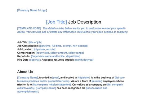 How To Write A Job Description Tips Examples Free Template