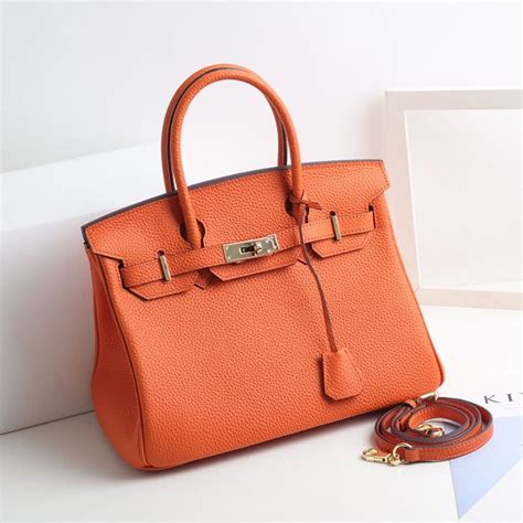 Kamugo Everyday Genuine Leather Handbag Orange Shoulder Bag Large