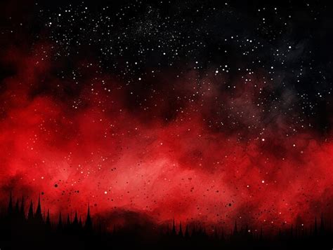 Premium AI Image | Deep Red and Silver Starry Night Sky Drawing