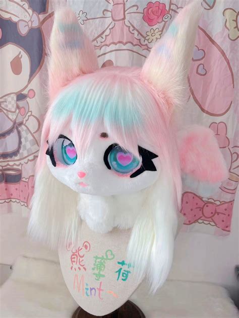 Kig Head Fursuit Angel Kitten Furry Premade For Cosplay Handmade