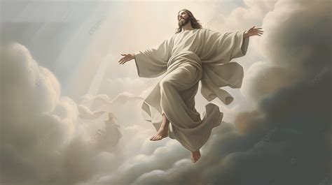 Jesus Flying Through The Clouds Background, Picture Of Jesus Ascending ...