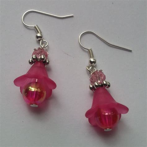 Pink Flower Dangle Earring