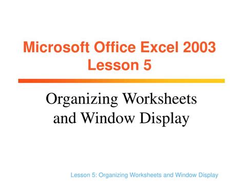 Ppt Microsoft Office Excel 2003 Lesson 5 Powerpoint Presentation Free Download Id2980978