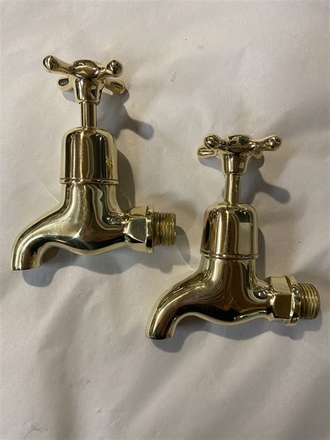 Indented Polished Brass Bib Taps Sold Tap Refurbishment