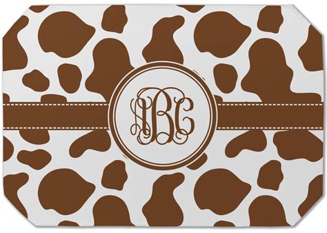 Custom Cow Print Dining Table Mat Octagon W Monogram Youcustomizeit