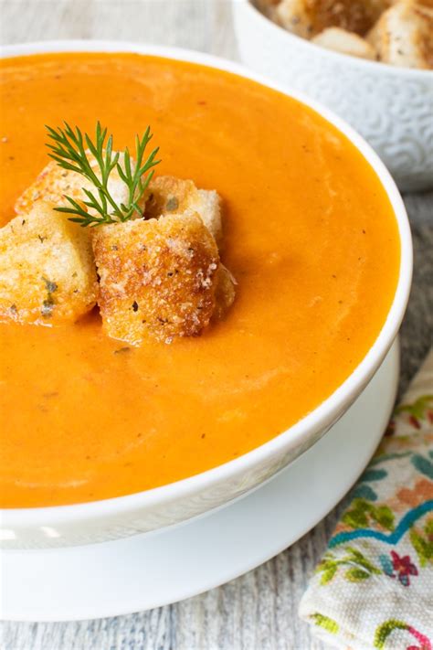 Creamy Tomato Soup With Buttery Croutons For The Love Of Cooking