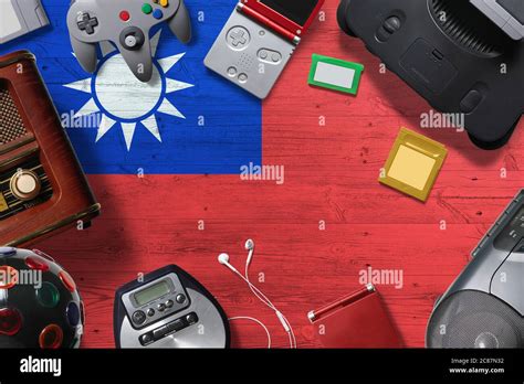 Taiwan retro gaming concept. A collection of retro video game