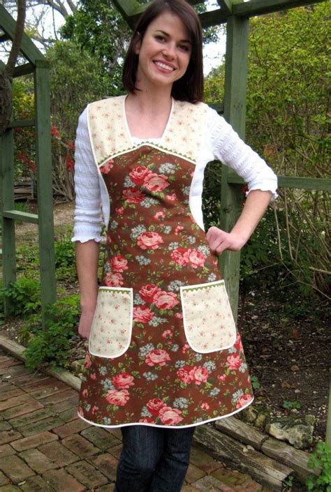 Retro Brown Floral Vintage Everyday Housewife Apron Small Etsy In