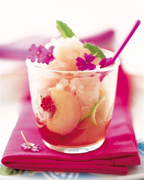 Granité de pêches blanches aux framboises pour 6 personnes Recettes