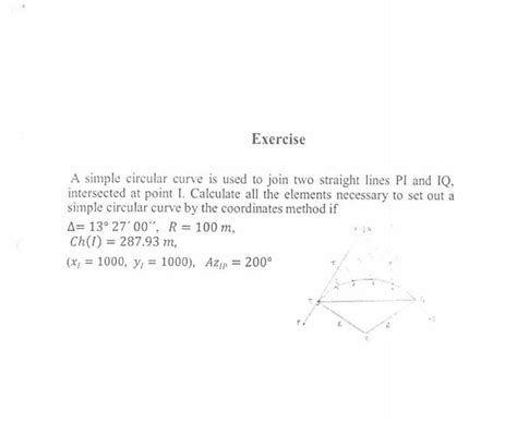 Solved Exercise A Simple Circular Curve Is Used To Join Two Chegg