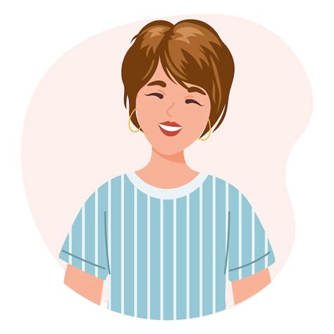 Premium Vector Portrait Of A Cute Happy Young Woman Emotion Of