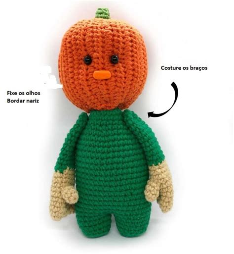 Halloween Abóbora Receita de Boneca Amigurumi Grátis PDF