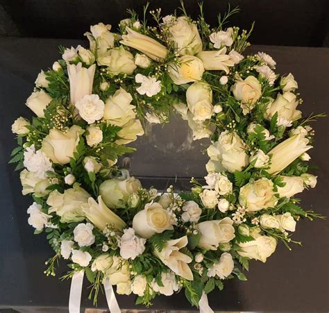 White Rose Lily Sympathy Wreath Burgess Florist Durban