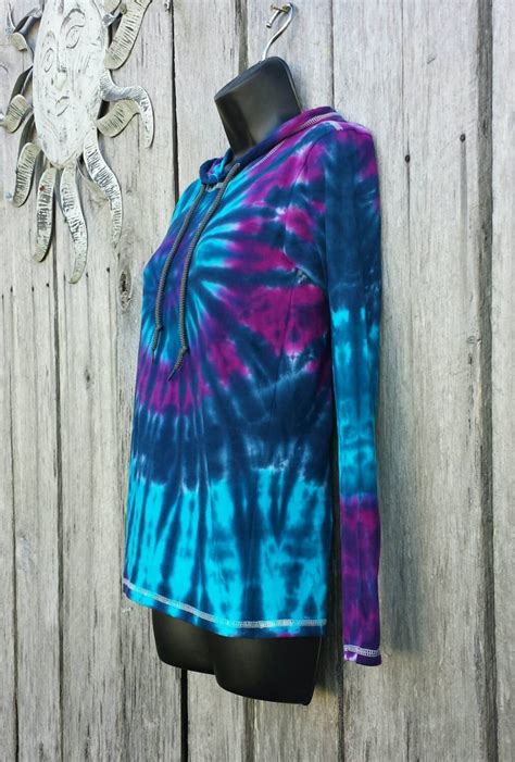 Adult Tie Dye Long Sleeve T Shirt Hoodie Purple Blue Spiral Etsy