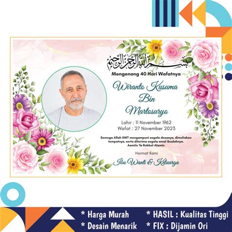 Kartu Tahlil 7 Hari 40 Hari 100 Hari Wafat Meninggal Haul Murah