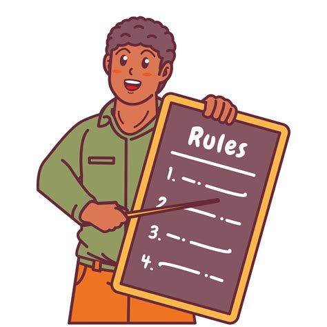 cartoon illustration   black man explaining  list  rules