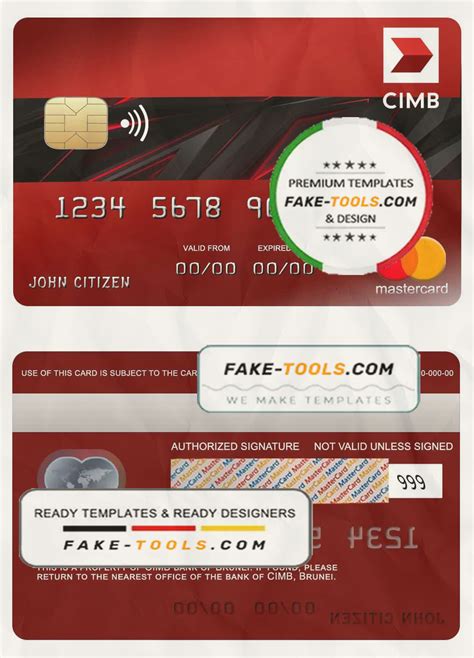 Brunei CIMB Bank Mastercard Credit Card Template In PSD Format Fully