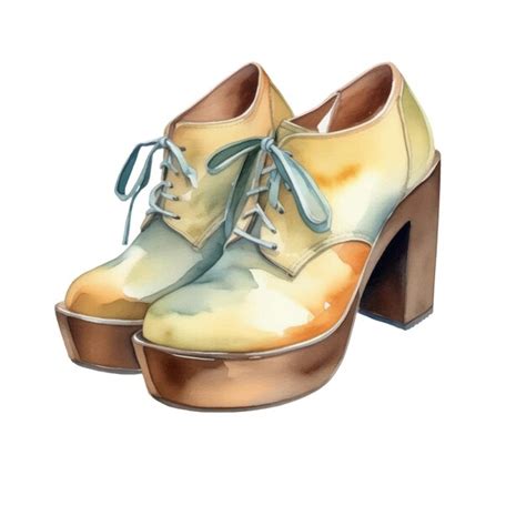 Premium Vector Watercolor Fashion Platform Heels Shoes Illustration