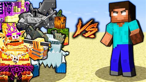 Herobrine Vs All Minecraft Bosses Minecraft Mob Battle 119 Youtube