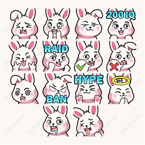 White Bunny Emotes X 46 For Twitch And Discord Emote White Rabbit Twitch