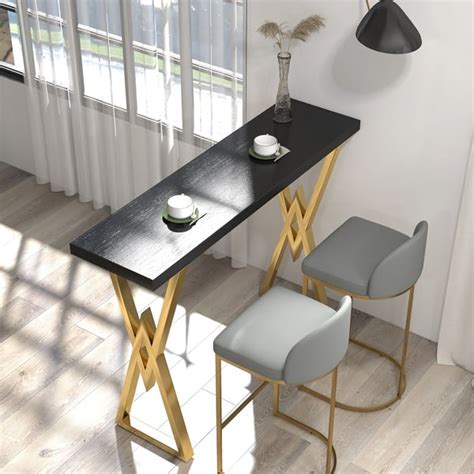 Black Rectangular Bar Height Pub Table Dining Table for Breakfast Nook ...