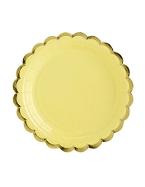 Petites Assiettes En Carton Jaune Et Dorure Cm Vegaooparty