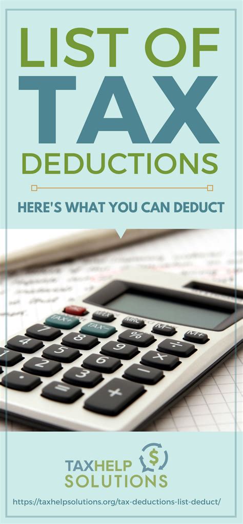 The Master List Of All Types Of Tax Deductions INFOGRAPHIC Tax