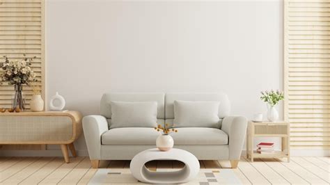 Premium Photo Empty Living Room With Gray Sofa And Table On Empty