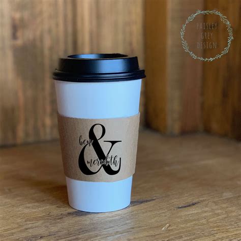 Personalized Natural Brown Kraft Coffee Sleeves White Cups Etsy