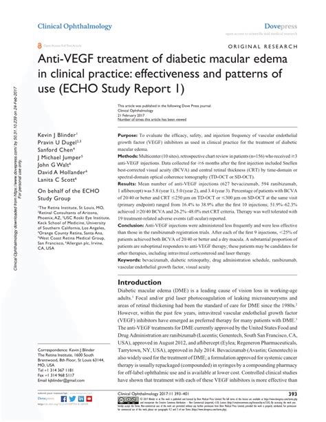 Pdf Anti Vegf Treatment Of Diabetic Macular Edema In Clinical Practice Effectiveness And